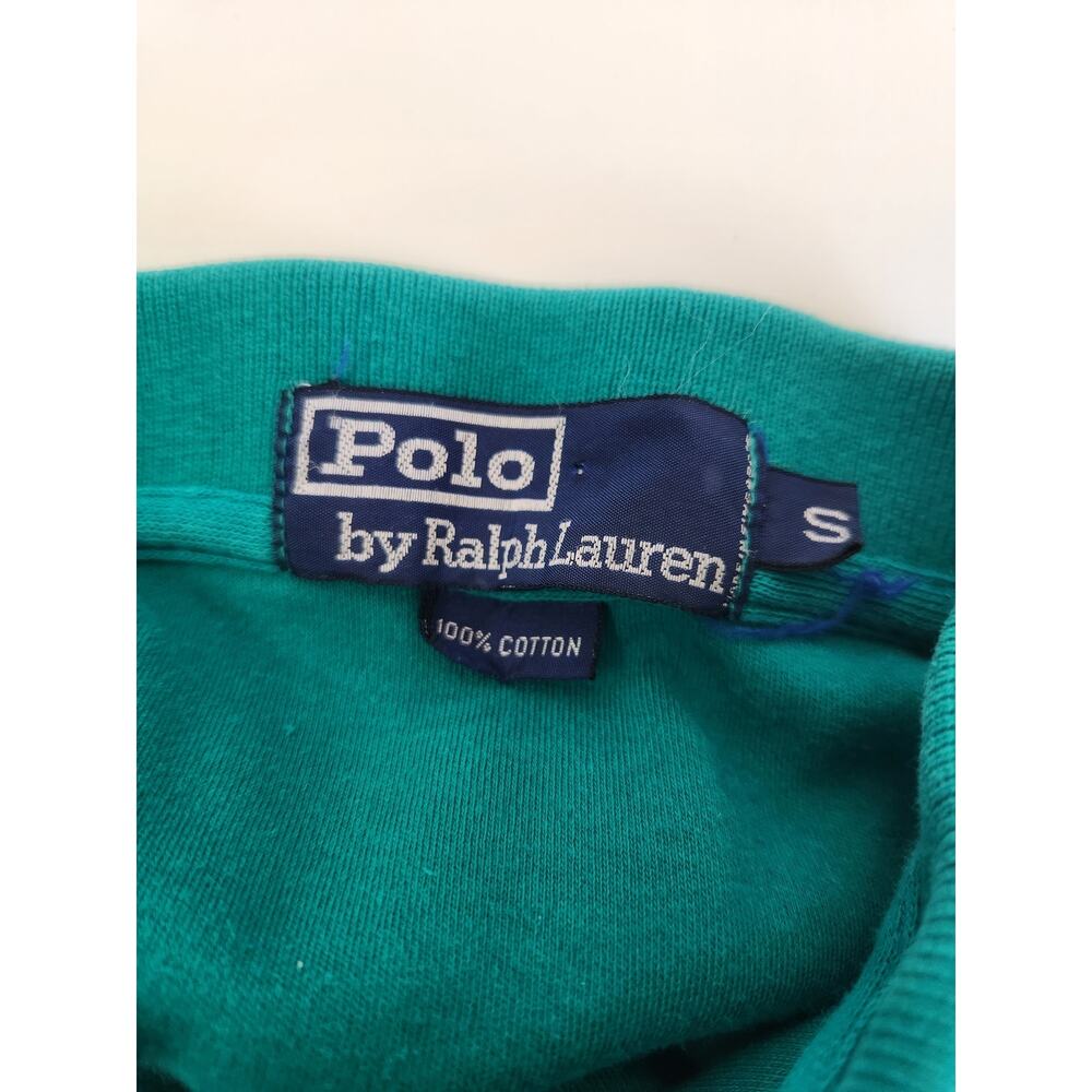 Vintage Polo Ralph Lauren Polo Shirt Short Sleeve Men Size Small Blue/Green - Picture 4 of 6